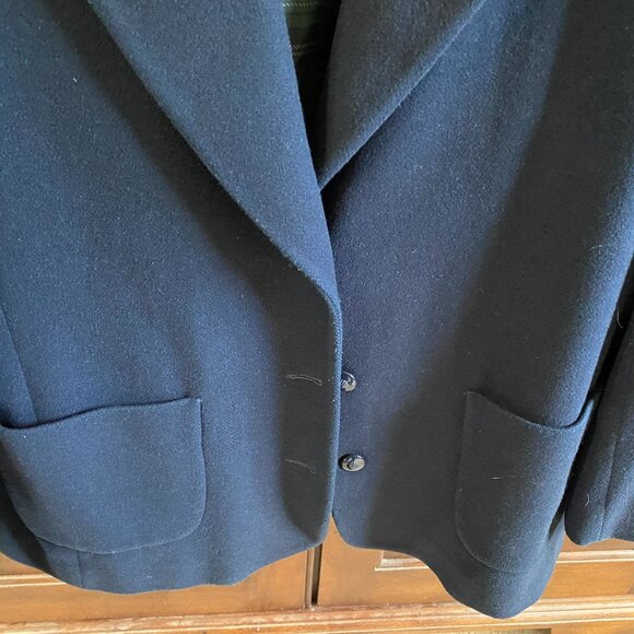 Talbots Women's Blazer Jacket Large Navy Blue Wool Blend Three Button Workwear - Picture 11 of 15